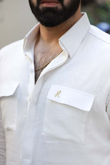 WHITE LINEN KURTA PAJAMA Humayunalamgir
