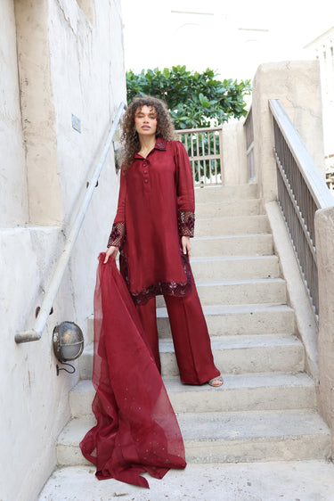 Mia red on red Clothing humyaunalamgir XS Three Piece