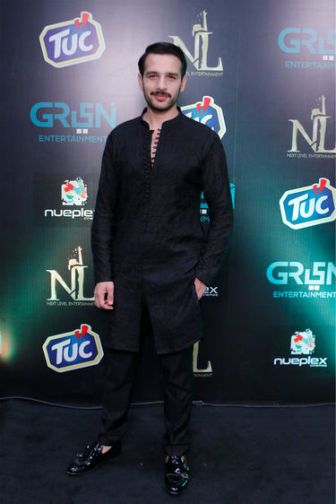 "DAMASK" BLACK KURTA PAJAMA Humayun Alamgir