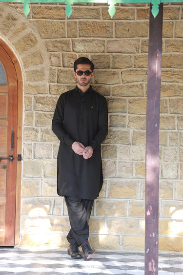 BLACK LINEN SHALWAR KAMEEZ