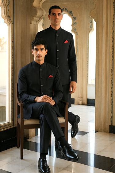 BLACK PLAIN WAISTCOAT Waist Coats Humayun Alamgir