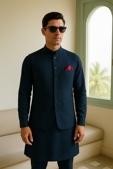 BLUE PLAIN WAISTCOAT Waist Coats Humayun Alamgir