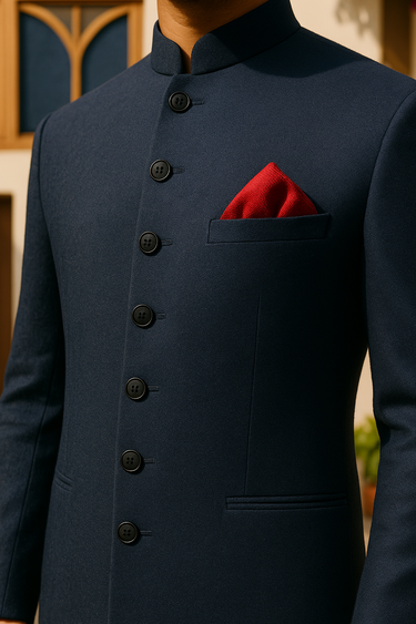 BLUE PLAIN SHERWANI sherwani Humayun Alamgir