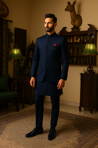BLUE PLAIN PRINCE COAT Prince Coats Humayun Alamgir