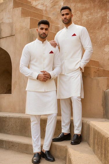 WHITE PLAIN WAISTCOAT Waist Coats Humayun Alamgir