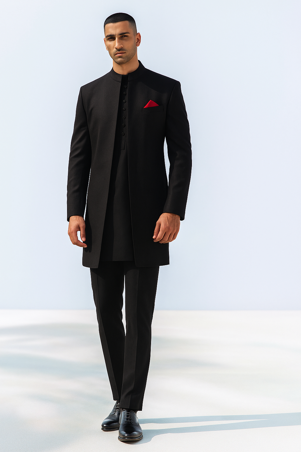 BLACK FRONT OPEN SHERWANI sherwani Humayun Alamgir