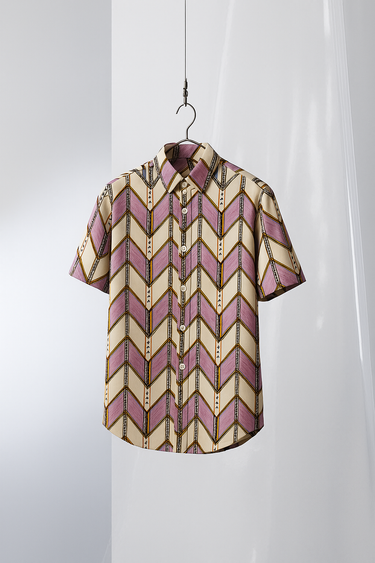 Retro Zigzag Geometric Short Sleeve Shirt Humayunalamgir