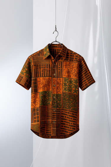 Tribal Terra Patch Print Short Sleeve Shirt Humayunalamgir