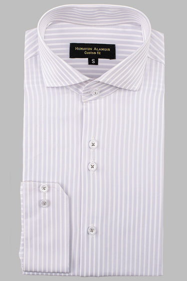 Light Grey Stripe Shirt Semi Formal humyaunalamgir S