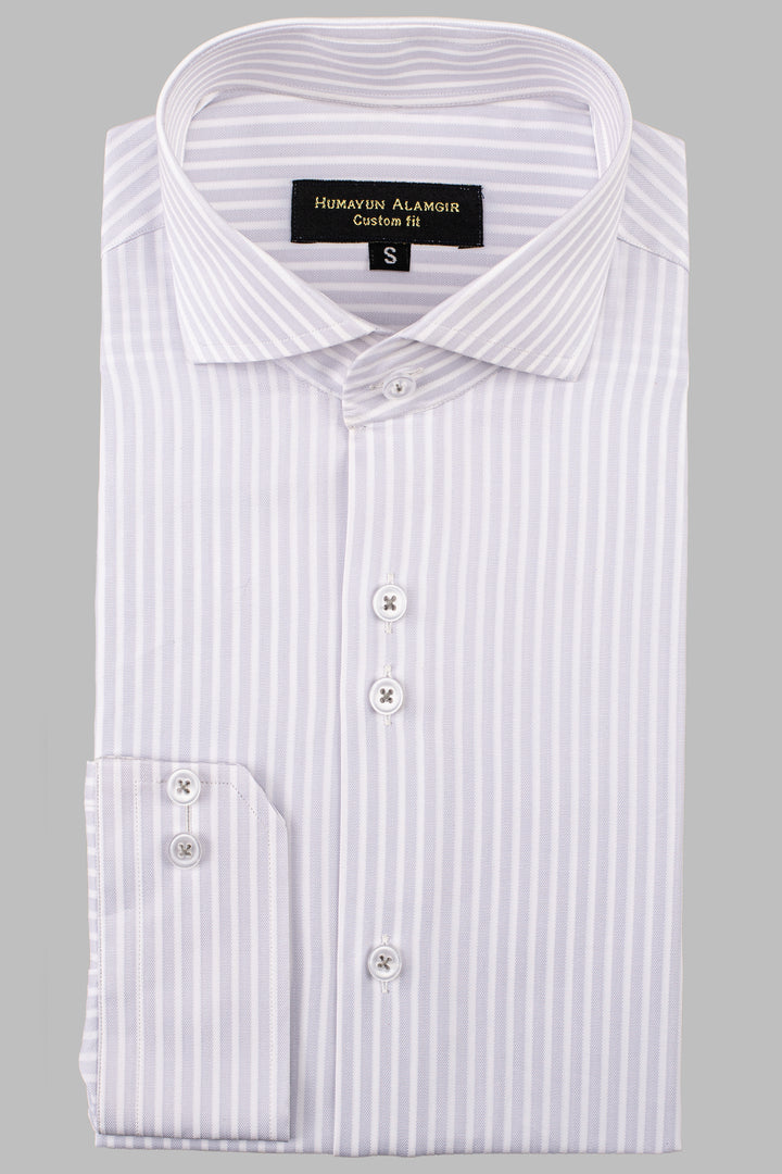 Light Grey Stripe Shirt Semi Formal humyaunalamgir S