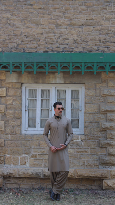 DARK BEIGE BOSKY SHALWAR KAMEEZ Humayunalamgir