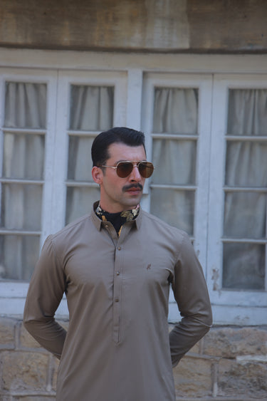 DARK BEIGE BOSKY SHALWAR KAMEEZ Humayunalamgir