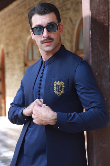 NAVY BLUE ARMANI WAIST COAT Humayunalamgir