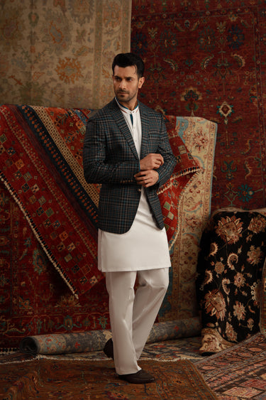 WHITE COTTON STRETCHABLE KURTA PAJAMA Humayunalamgir