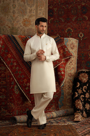OFF WHITE FOAM KURTA PAJAMA Humayunalamgir