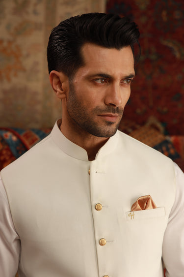 WHITE ARMANI WAIST COAT Humayunalamgir
