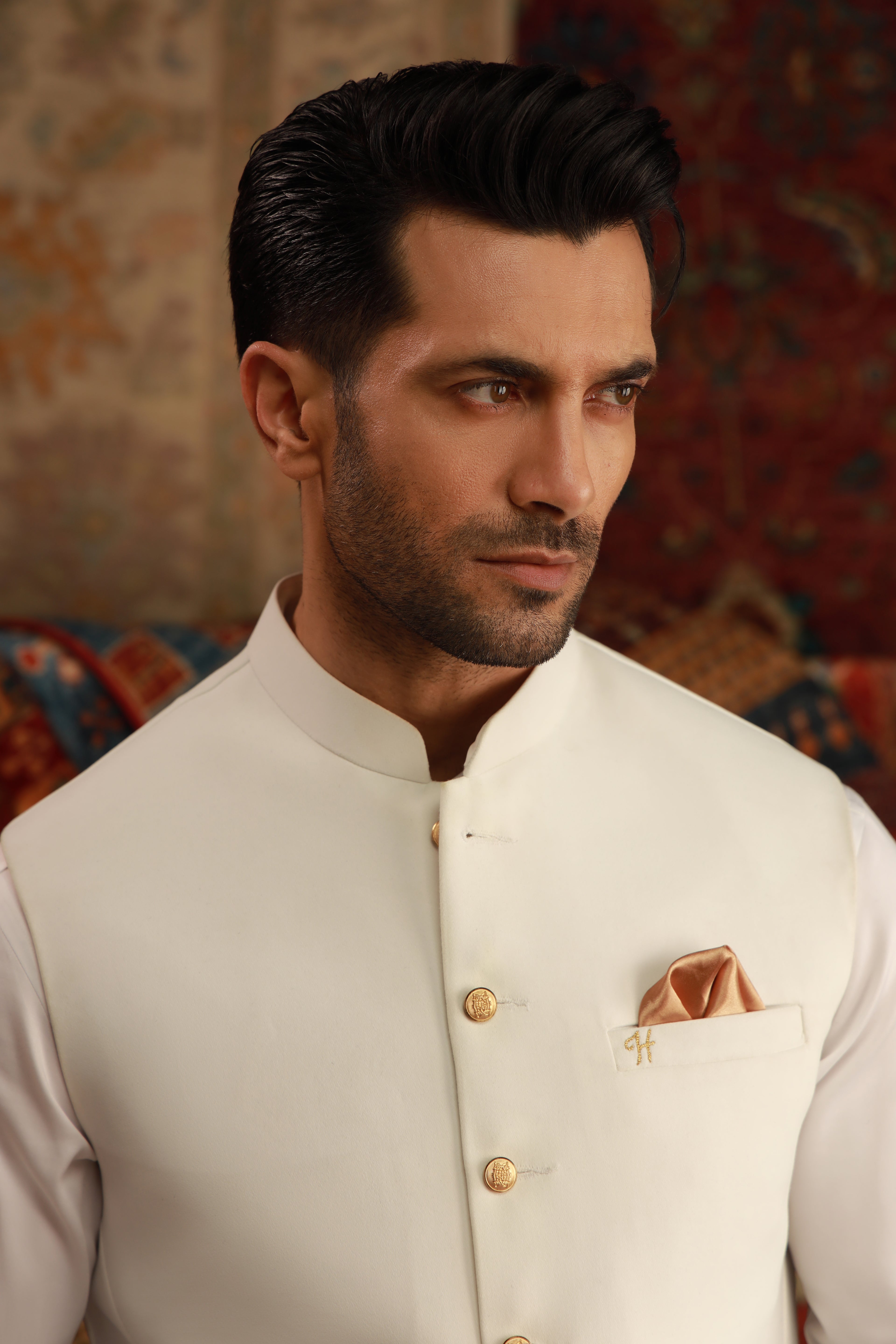 WHITE EGYPTIAN COTTON SATIN KURTA PAJAMA Humayunalamgir