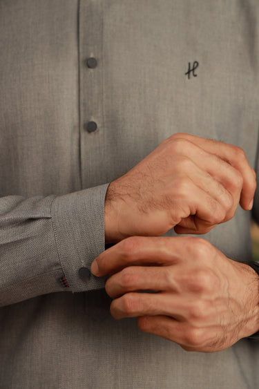 LIGHT GREY SELF WASH N WEAR KURTA PAJAMA Humayunalamgir