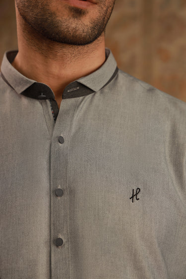 LIGHT GREY SELF WASH N WEAR KURTA PAJAMA Humayunalamgir
