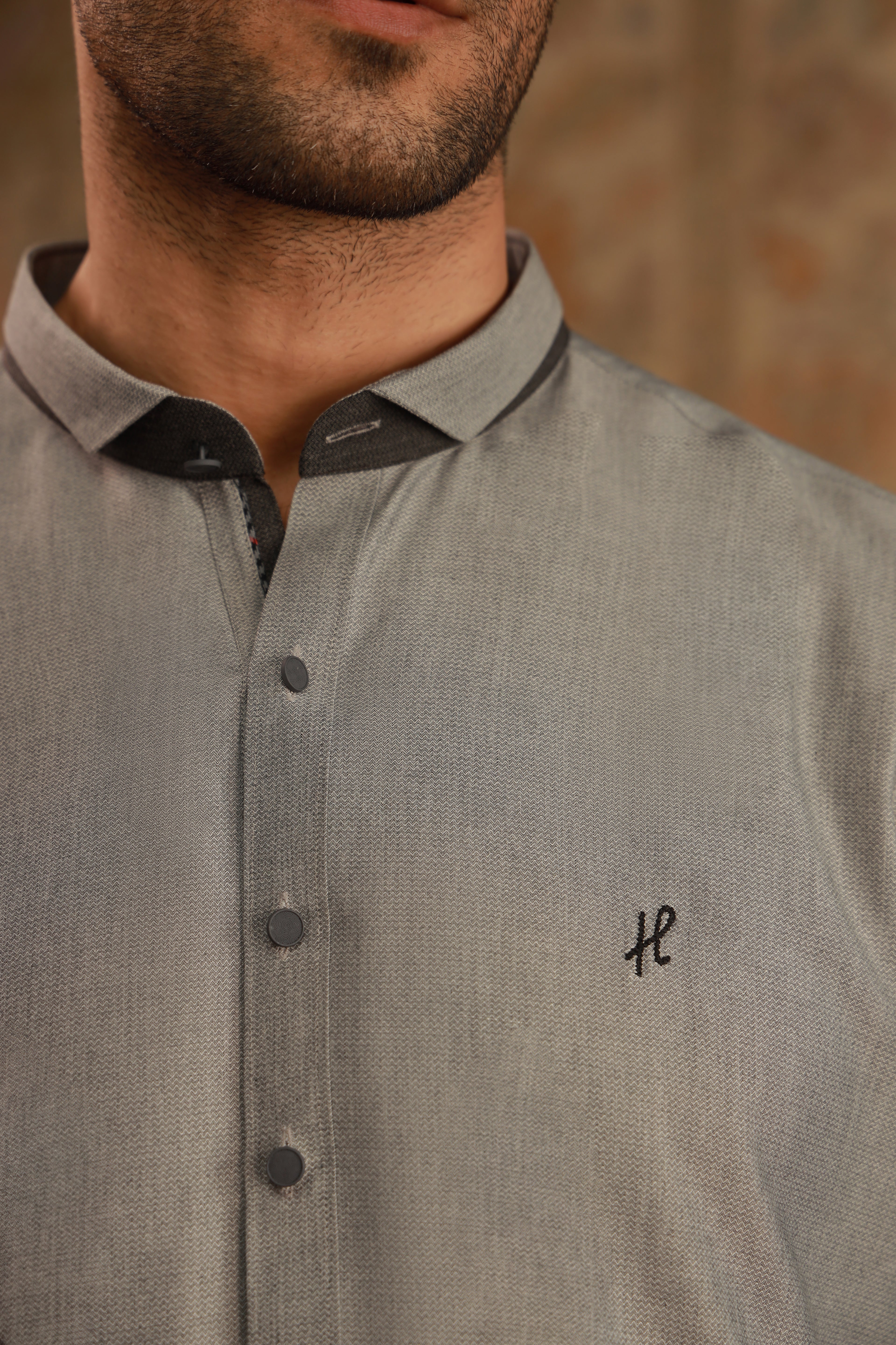 LIGHT GREY SELF WASH N WEAR KURTA PAJAMA Humayunalamgir