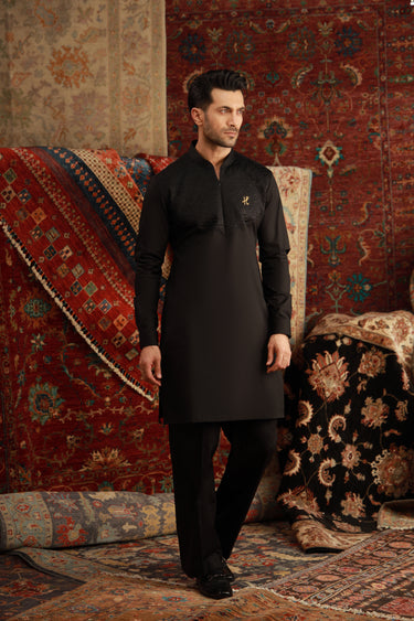 BLACK FOAM KURTA PAJAMA Humayunalamgir