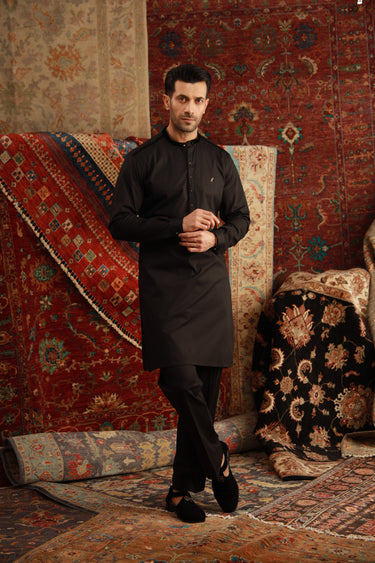 BLACK STRETCHABLE KURTA PAJAMA