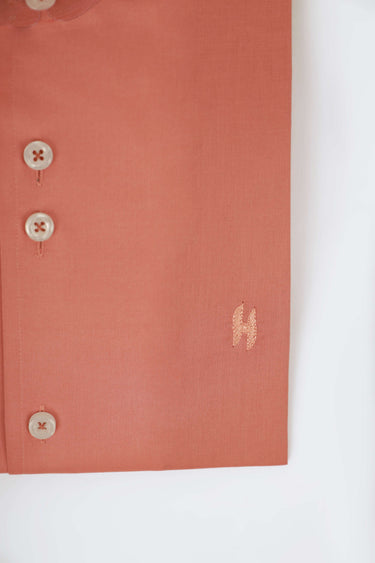 SALMON PINK LINEN SHIRT Humayunalamgir