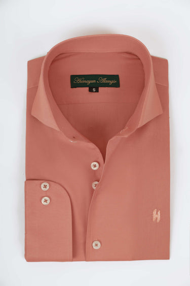 SALMON PINK LINEN SHIRT Humayunalamgir