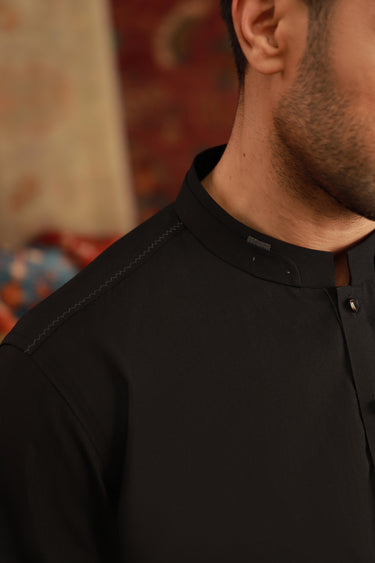 BLACK BOSKY KURTA PAJAMA Humayunalamgir