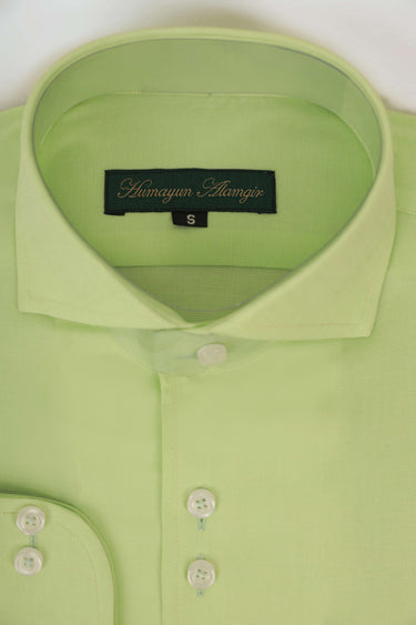 PISTACHIO GREEN LINEN SHIRT Humayunalamgir