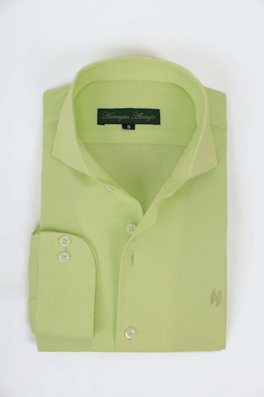 PISTACHIO GREEN LINEN SHIRT Humayunalamgir