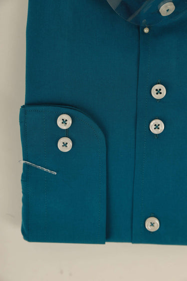TEAL BLUE LINEN SHIRT Humayunalamgir