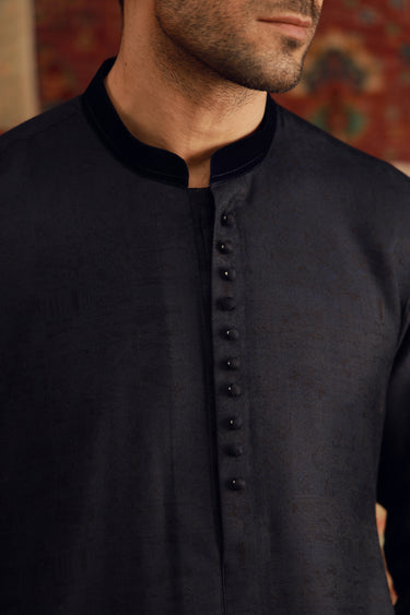 -XARTAJ- NAVY BLUE KURTA PAJAMA Humayunalamgir