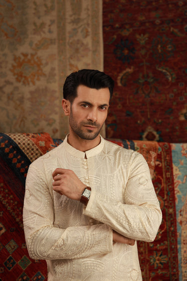 -SHAHKAAR- BEIGE KURTA PAJAMA Humayunalamgir