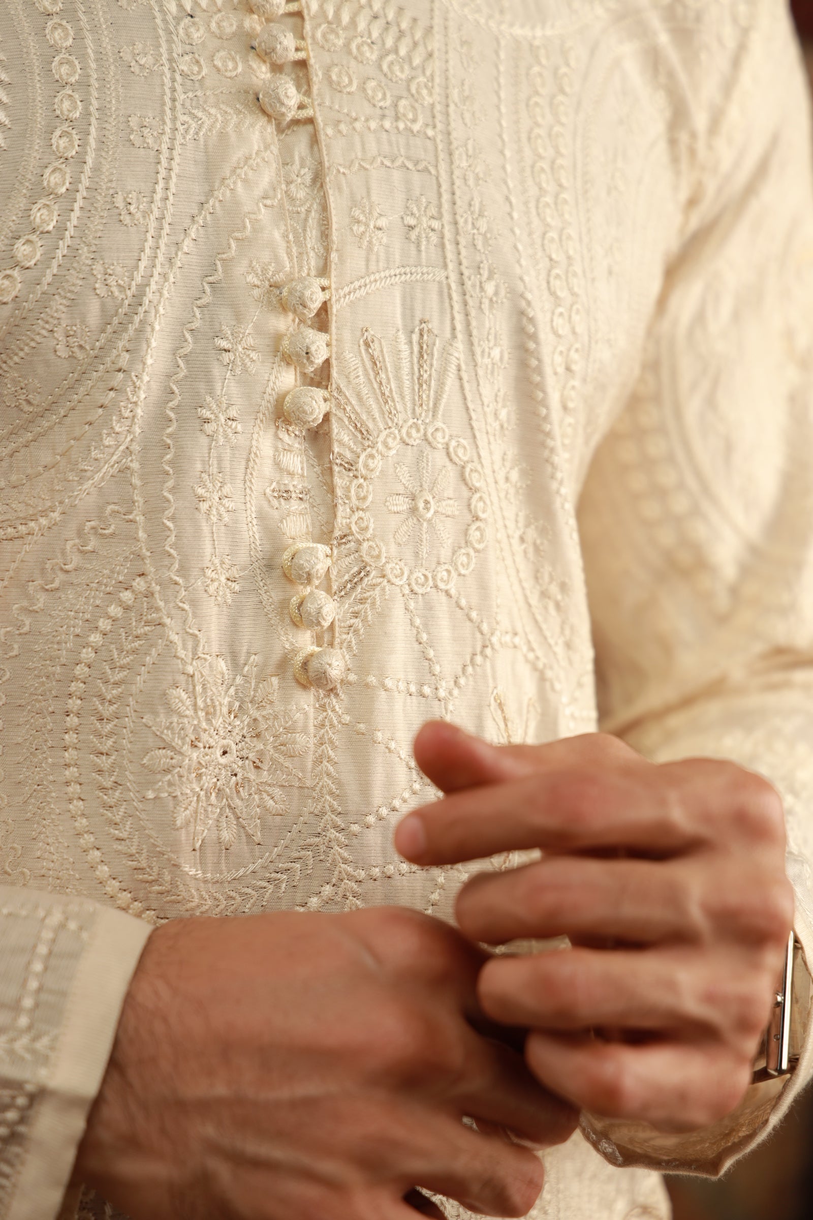 -SHAHKAAR- BEIGE KURTA PAJAMA Humayunalamgir