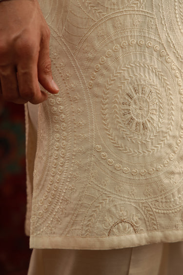 -SHAHKAAR- BEIGE KURTA PAJAMA Humayunalamgir