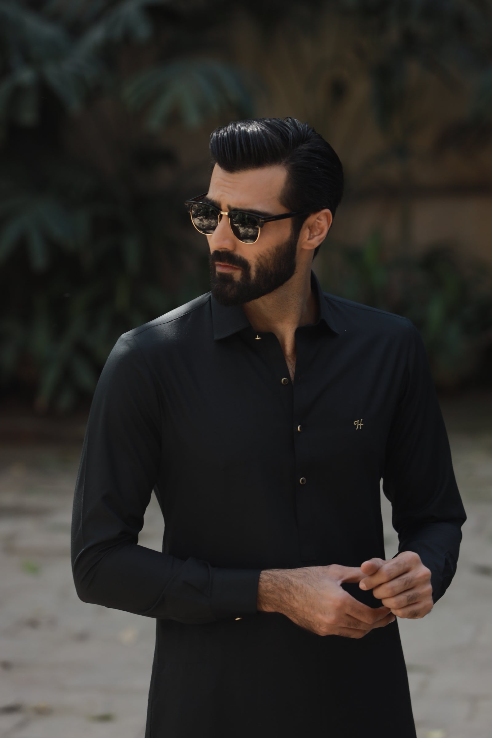 black wash n wear shalwar kameez Humayun Alamgir