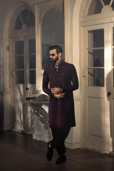 Burgundy wash n wear SHALWAR KAMEEZ Humayun Alamgir