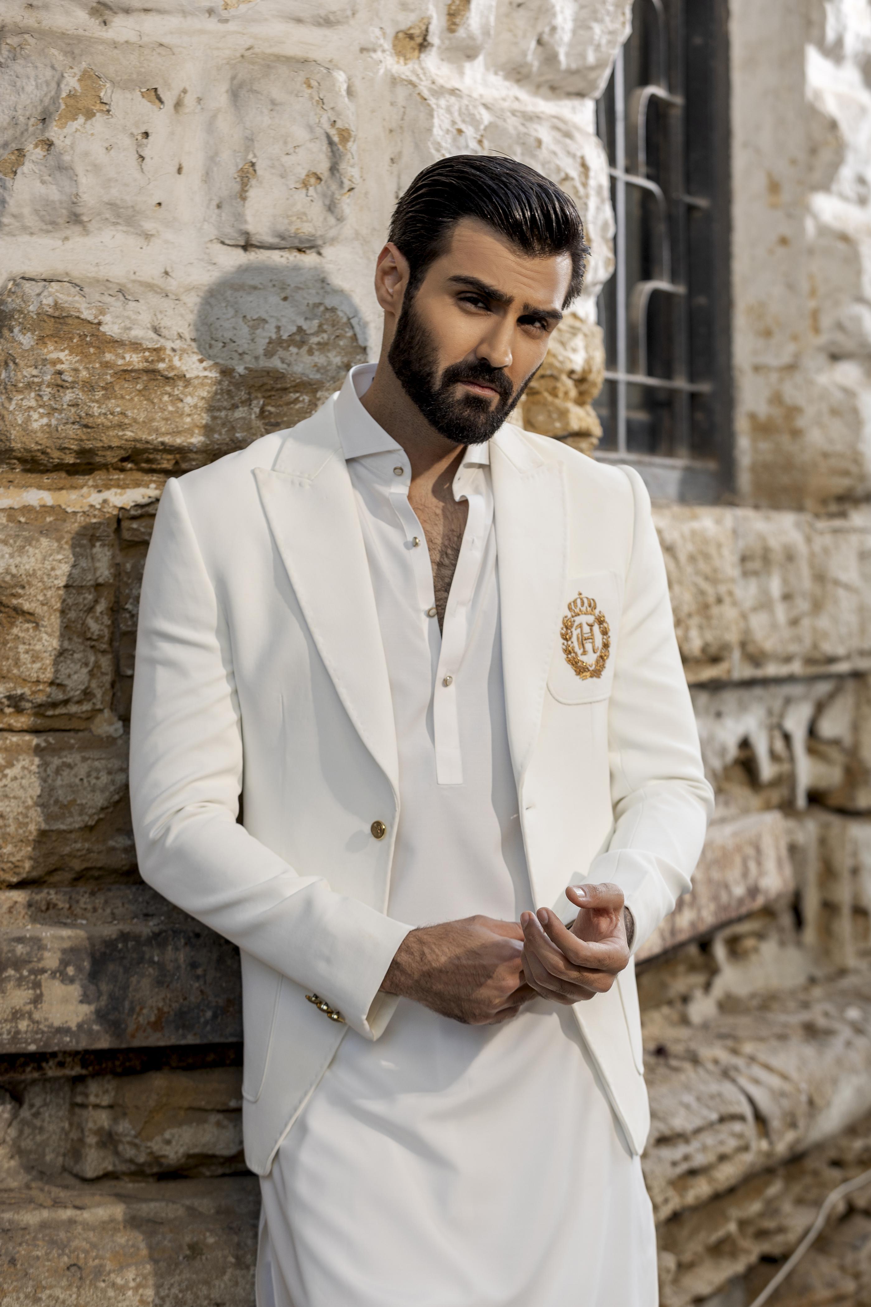 White Blazer jacket Humayun Alamgir