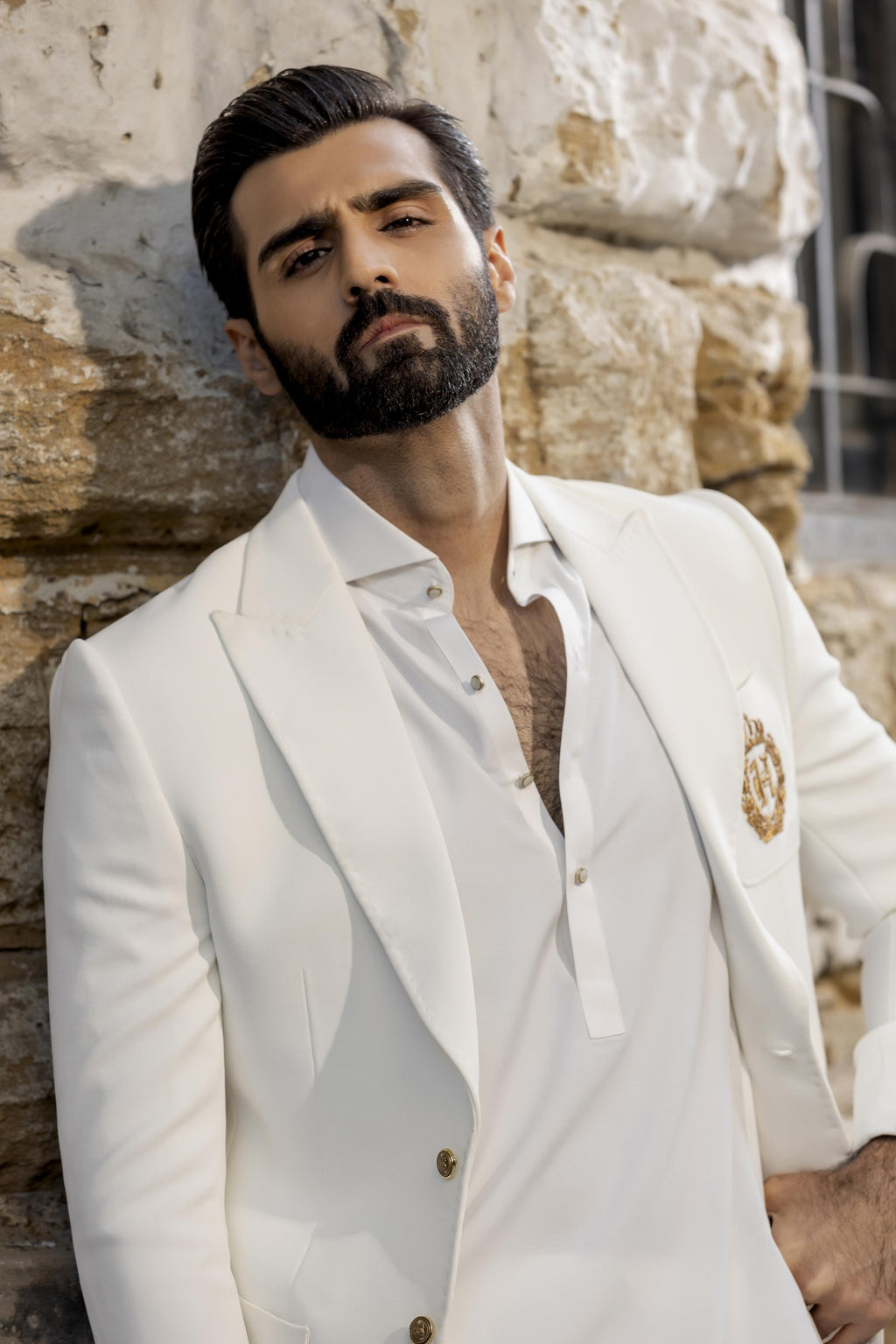 White Blazer jacket Humayun Alamgir