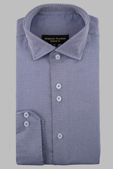Grey Textured Shirt Semi Formal humyaunalamgir S