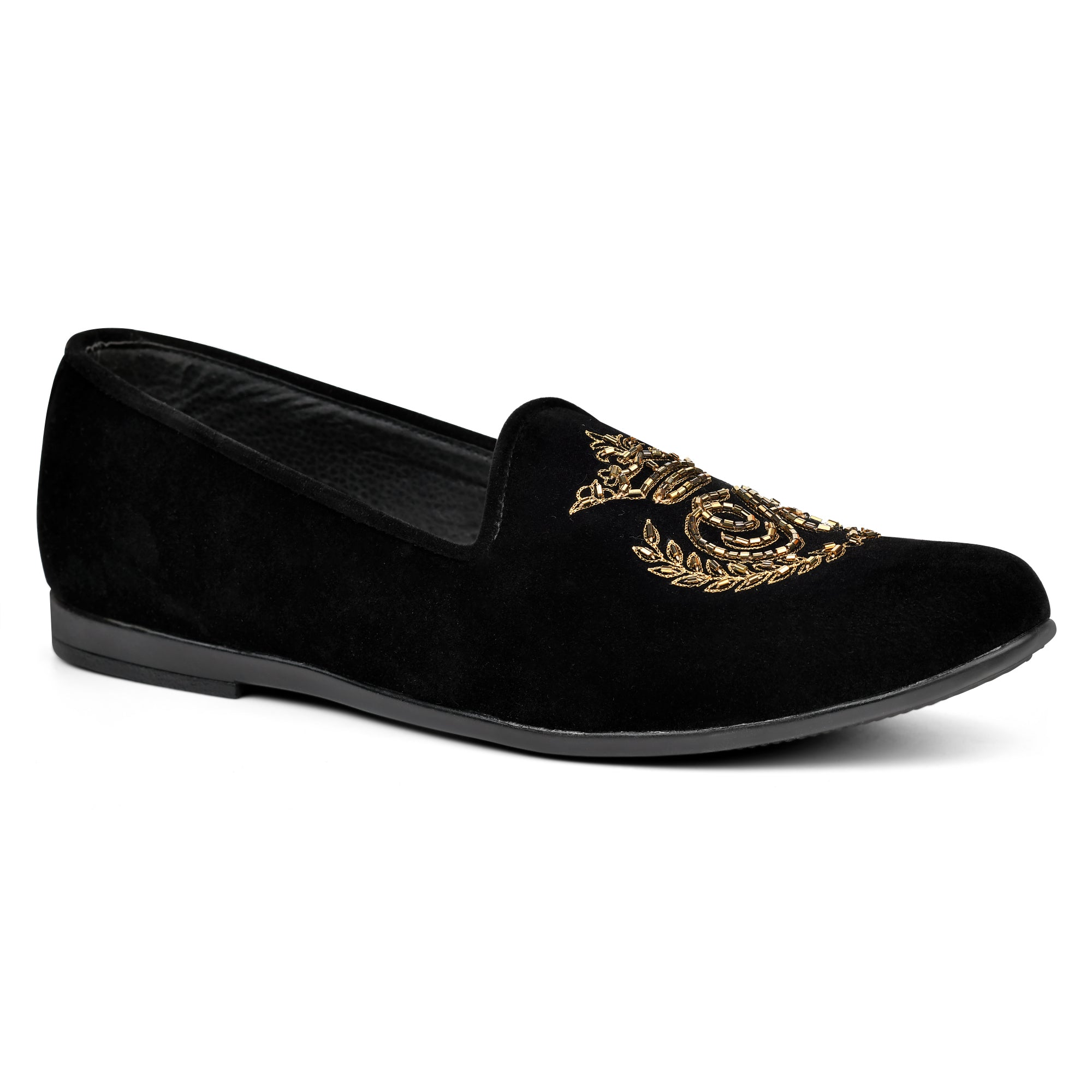 Black velvet Golden cut dana2017 motif Shoes humyaunalamgir
