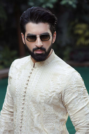 -SAAHIB- BEIGE KURTA PAJAMA Humayunalamgir