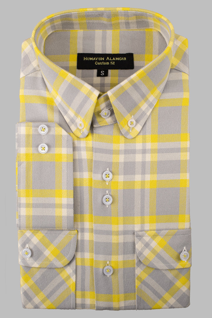 Grey Yellow Checks Shirt Humayunalamgir S