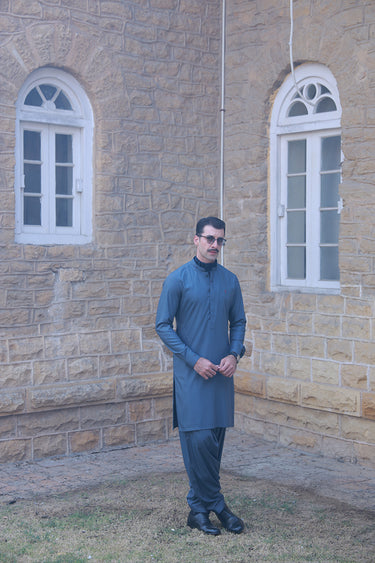 GREY TWO TONE WASH N WEAR SHALWAR KAMEEZ