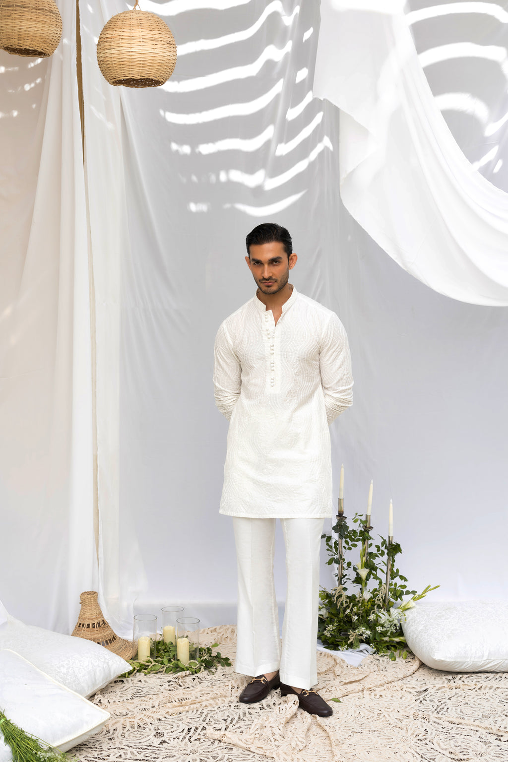 White Zardozi Kurta Pajama