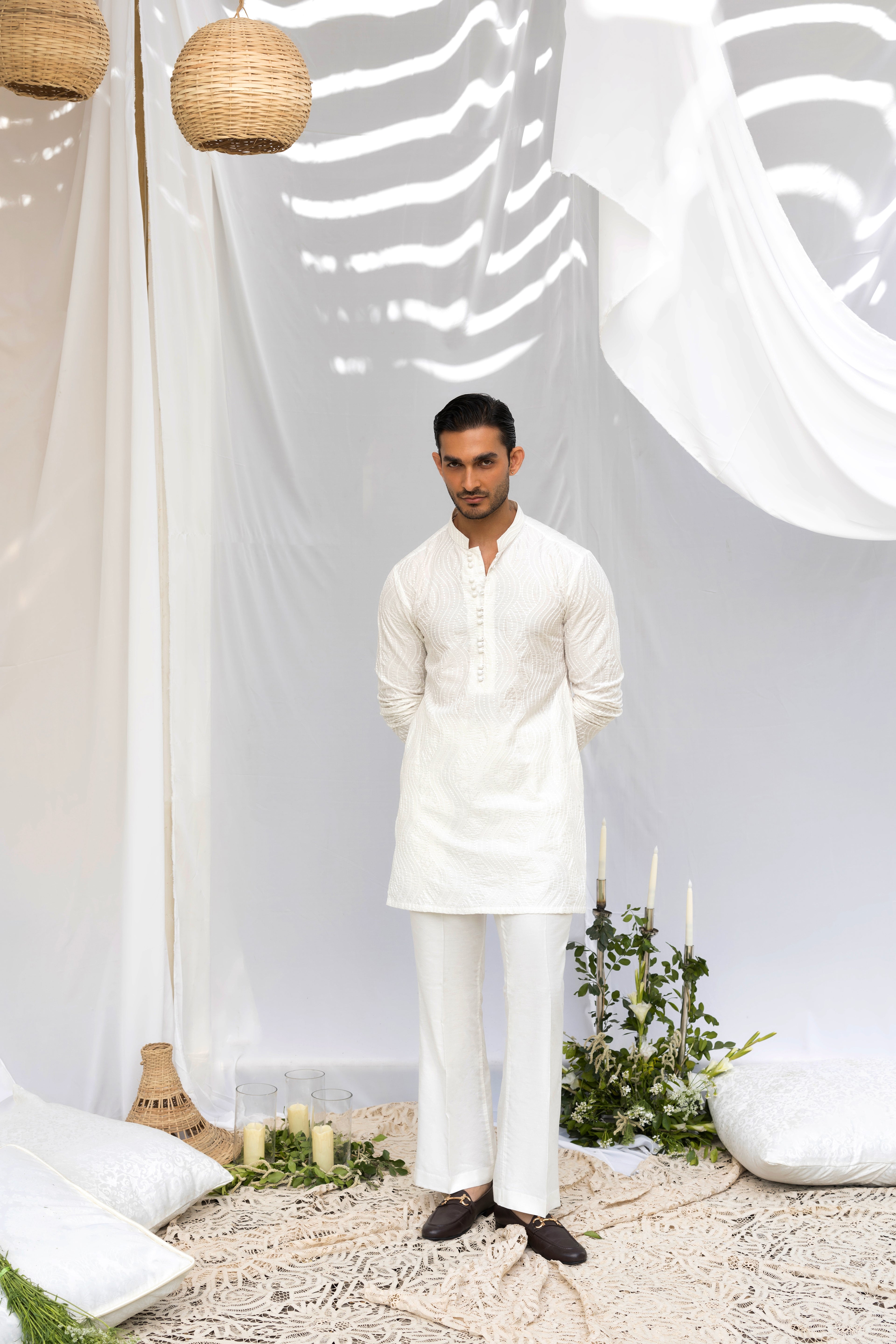 White Zardozi Kurta Pajama