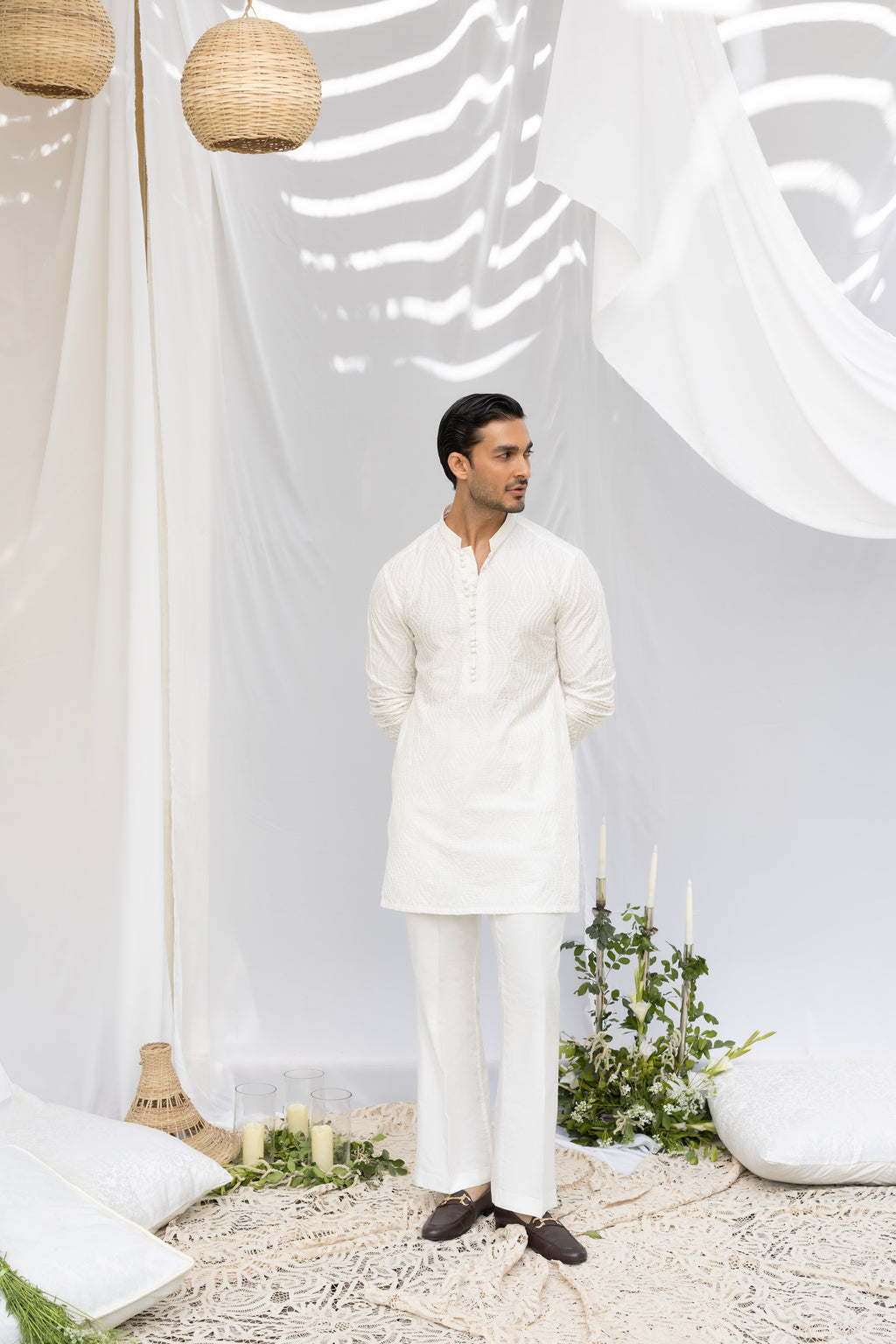 White Zardozi Kurta Pajama