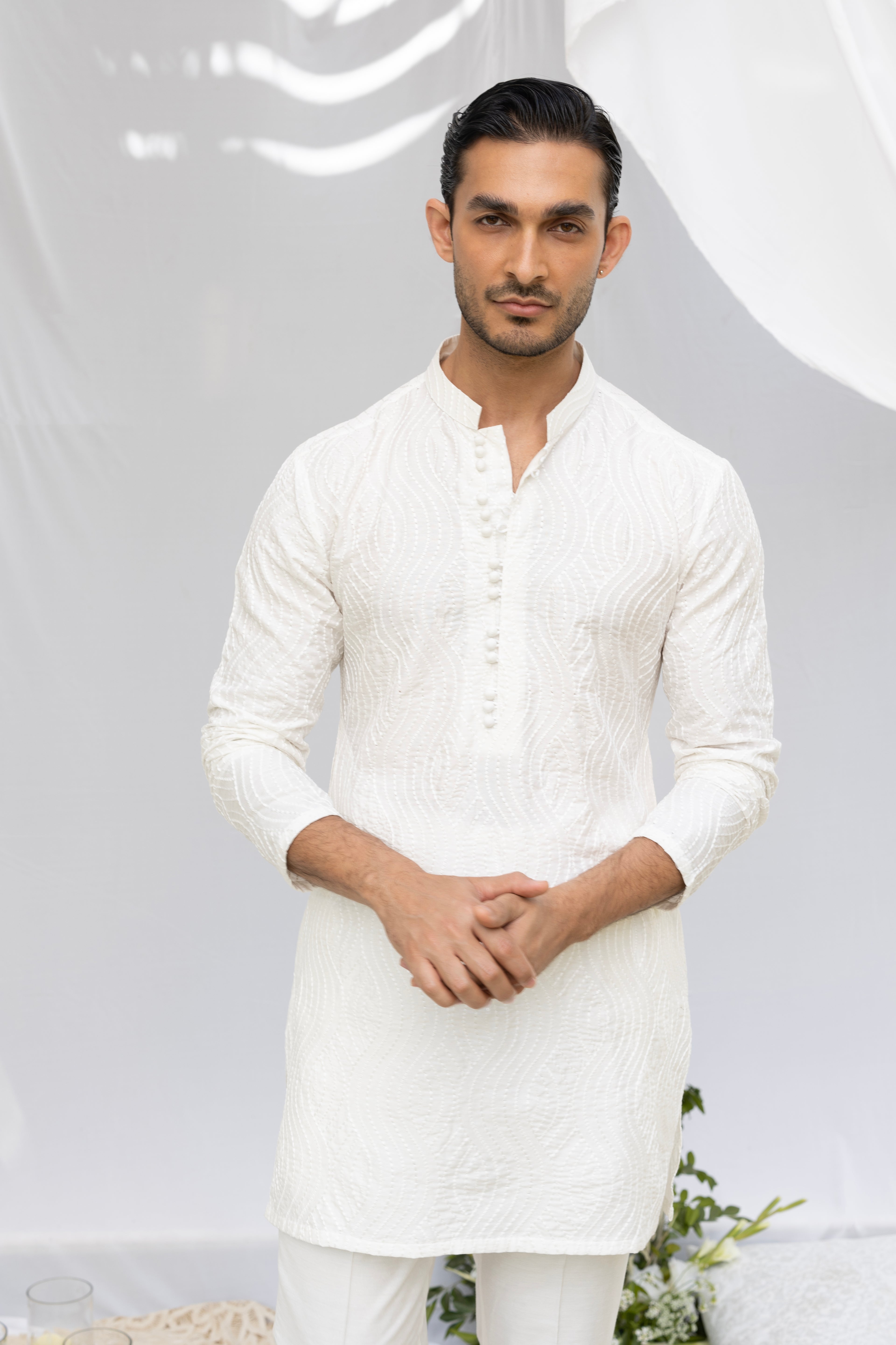White Zardozi Kurta Pajama