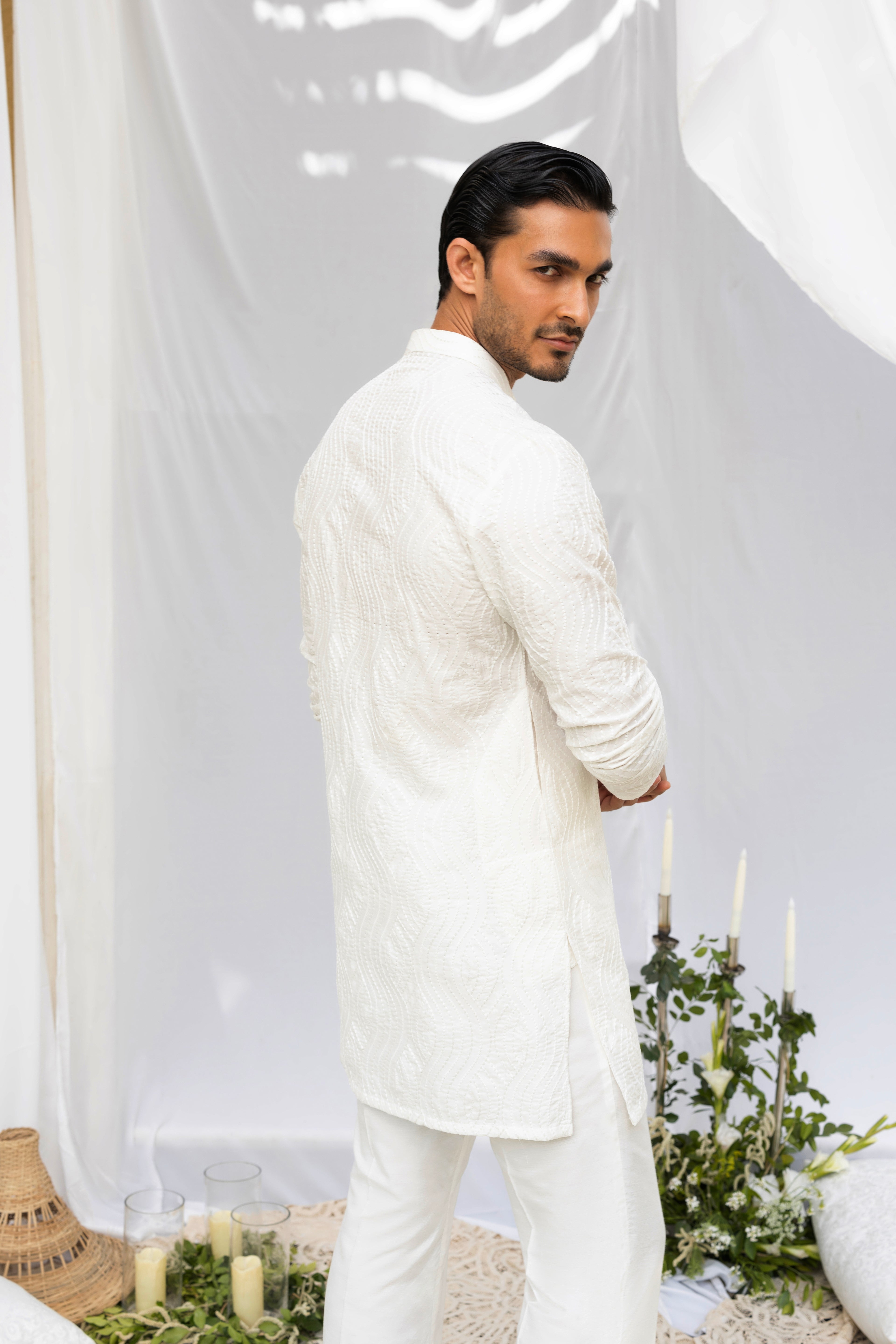 White Zardozi Kurta Pajama
